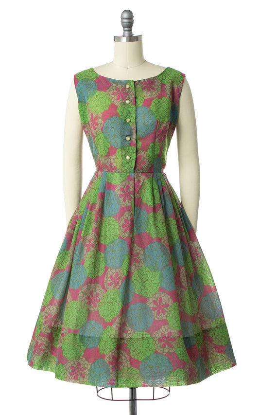 1960s Floral Polka Dot Shirtwaist Sundress