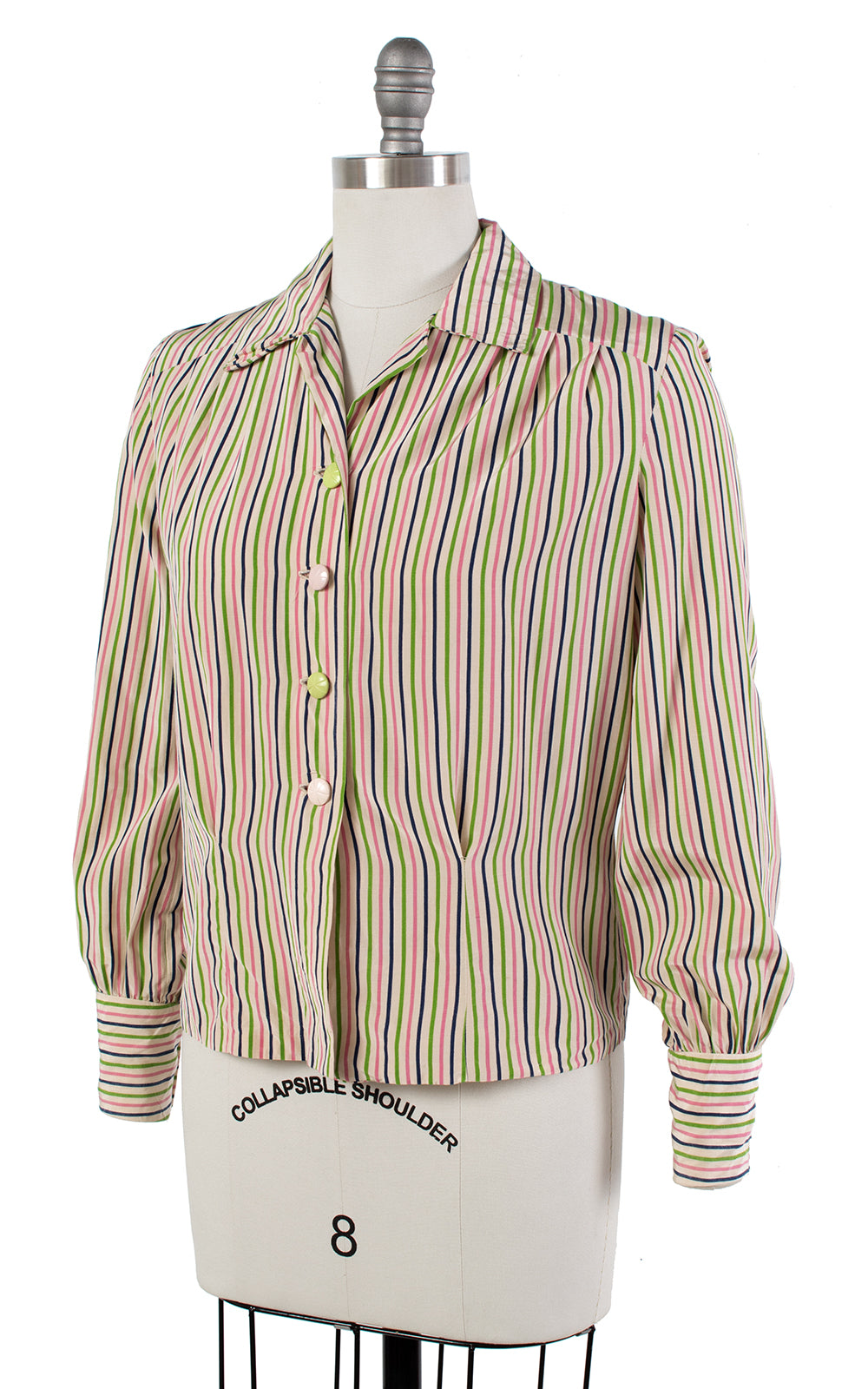 1940s Candy Striped Rayon Blouse