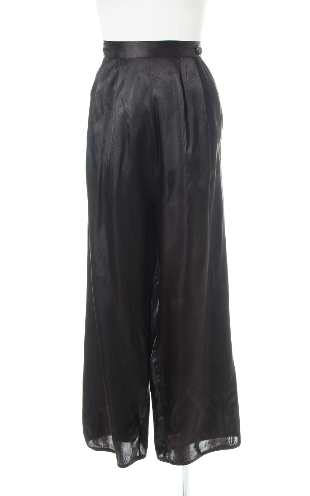 1940s Black Satin Wide Leg Pants