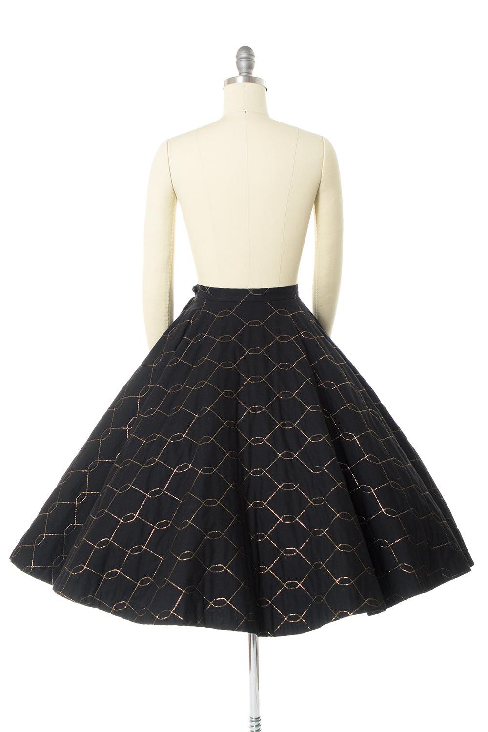 1950s Gold Lurex & Quilted Cotton Circle Skirt