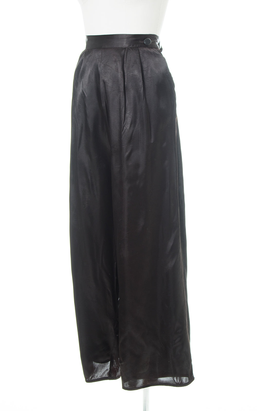 1940s Black Satin Wide Leg Pants