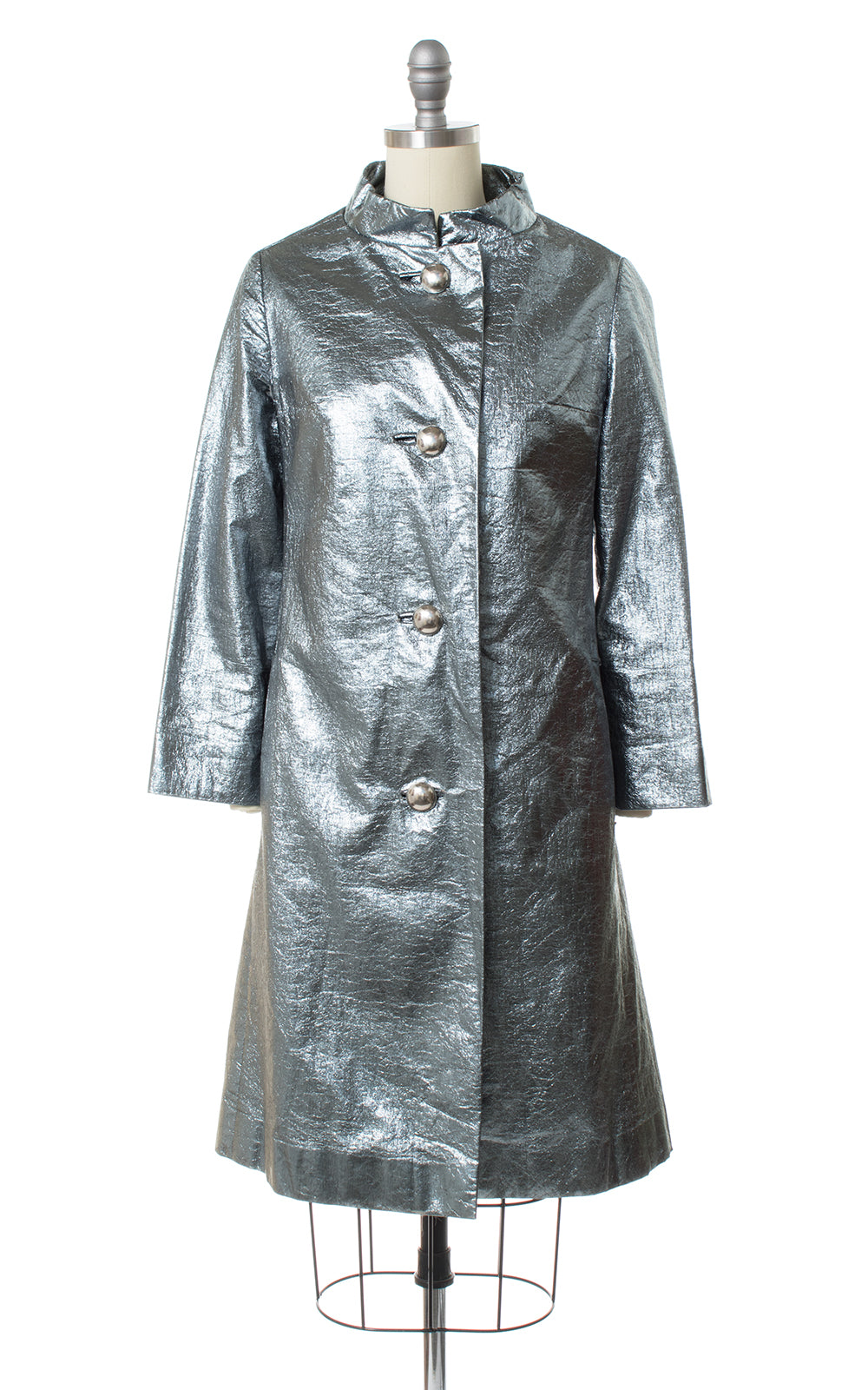 1960s Metallic Silver Tinfoil Raincoat