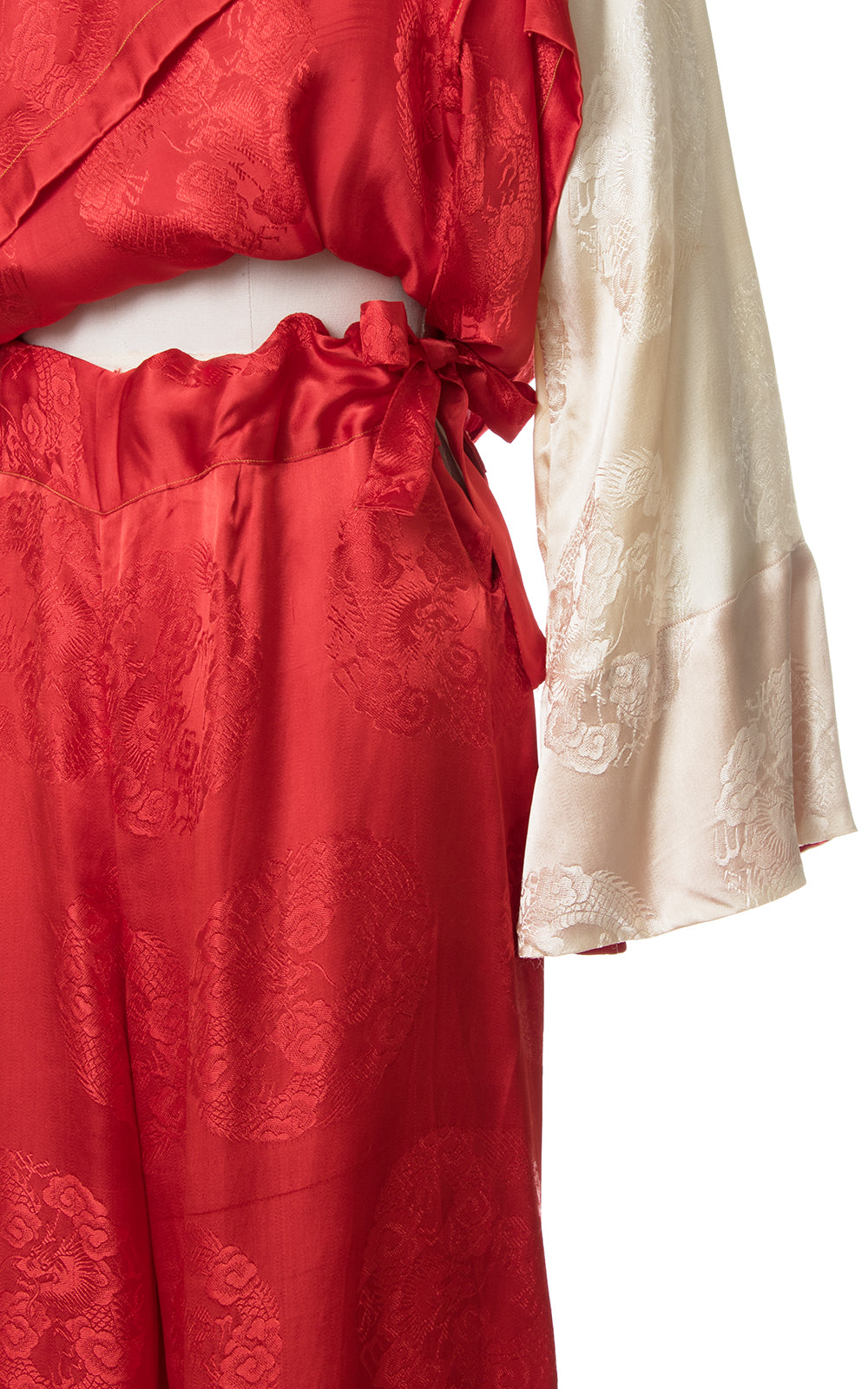 1940s Asian Satin Jacquard Loungewear Set