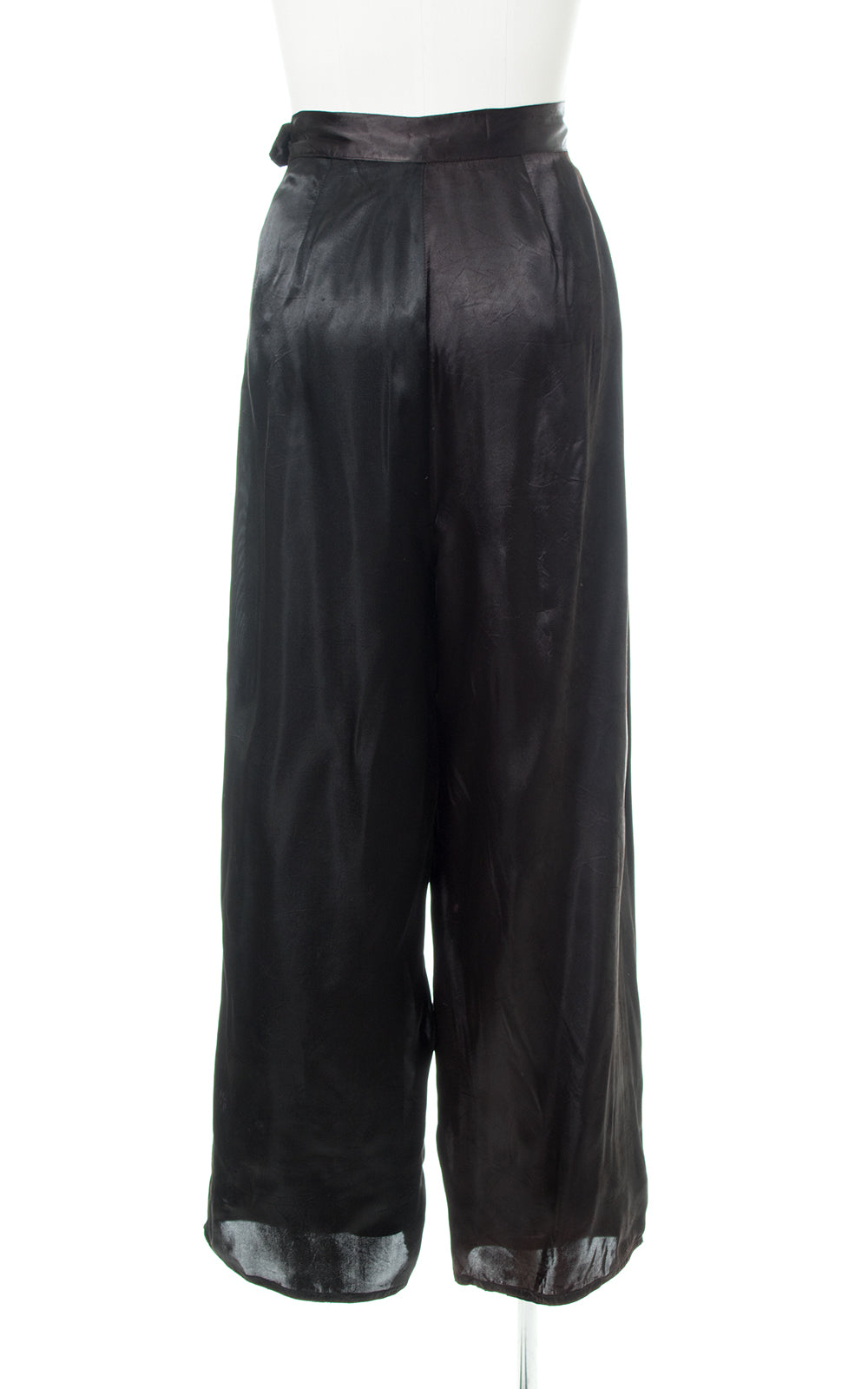 1940s Black Satin Wide Leg Pants