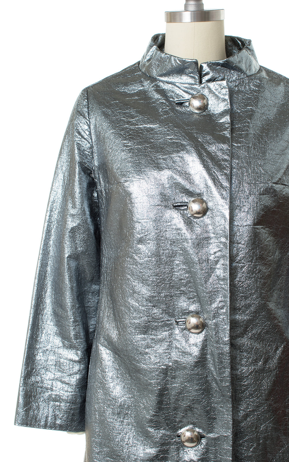 1960s Metallic Silver Tinfoil Raincoat