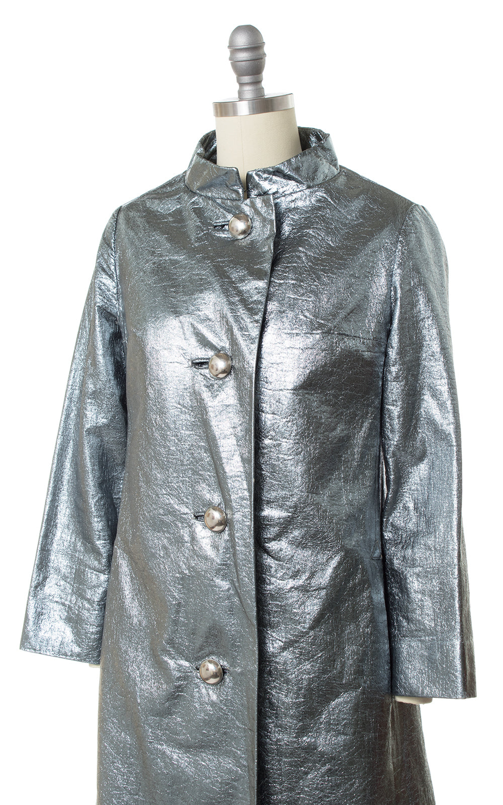 1960s Metallic Silver Tinfoil Raincoat