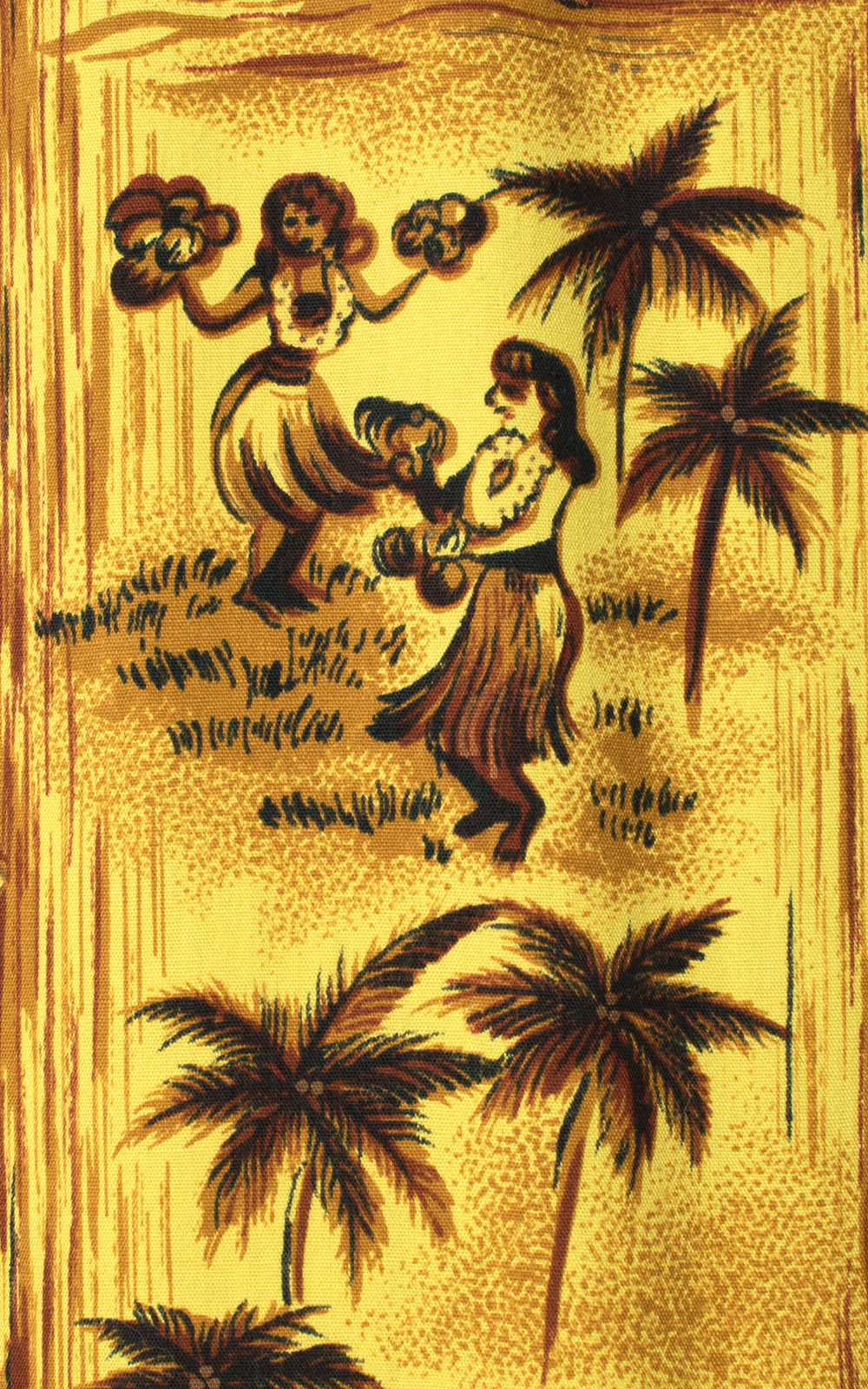 1950s Hawaiian Novelty Print Yellow Cotton Top