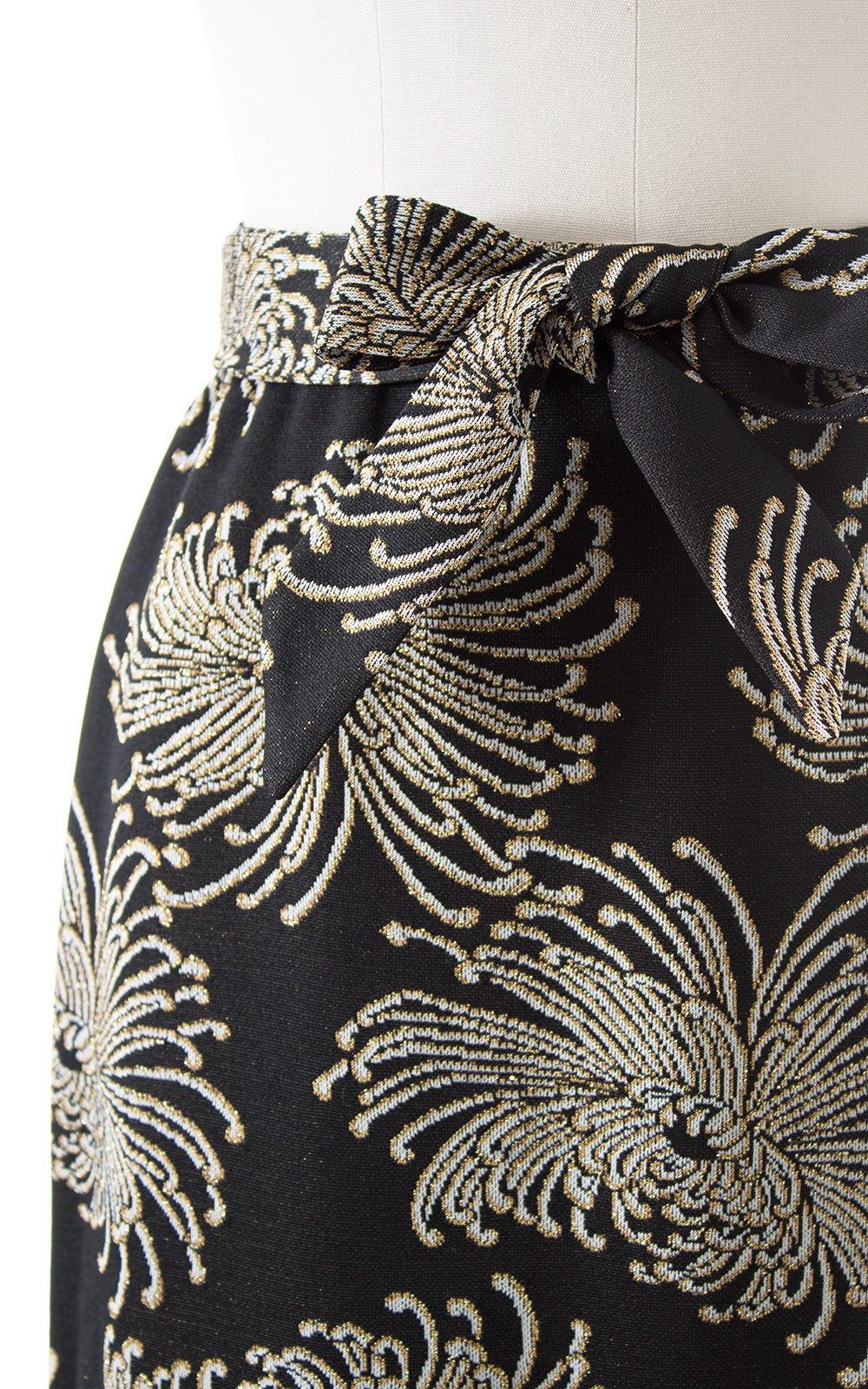 1970s Metallic Chrysanthemum Maxi Skirt