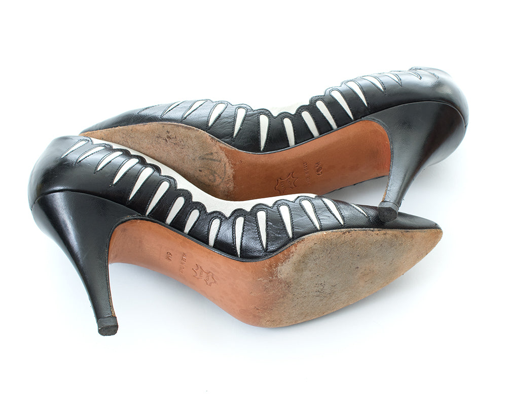 1980s Two-Tone Cutout Leather Heels