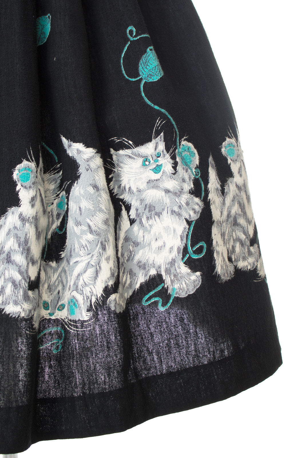 1950s Psycho Kitties Novelty Border Print Skirt