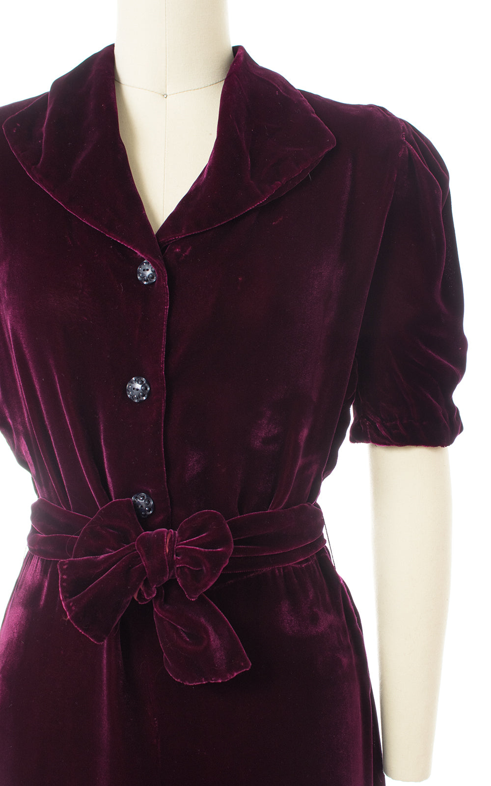 1930s Purple Silk Velvet Dress