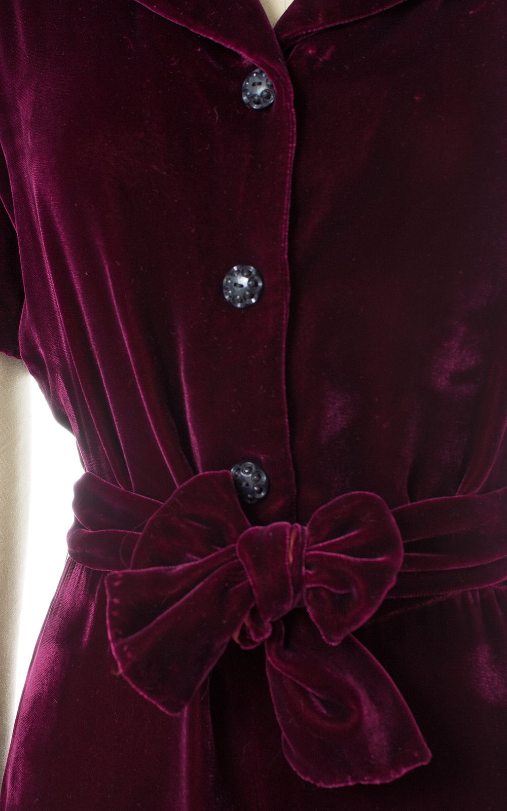 1930s Purple Silk Velvet Dress