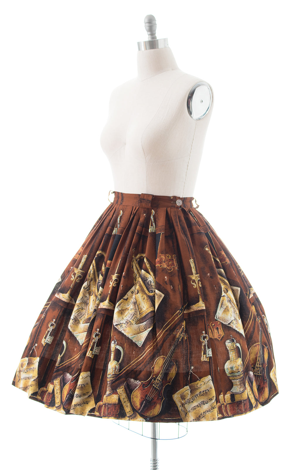 1950s Sheet Music & Instruments Novelty Print Skirt