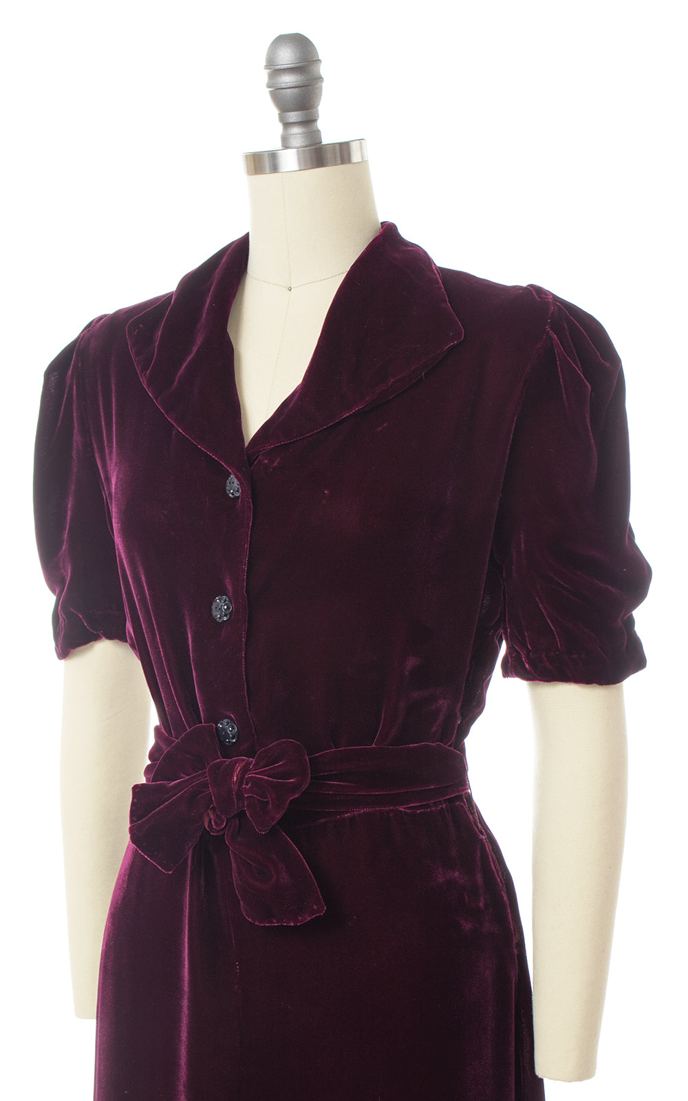 1930s Purple Silk Velvet Dress