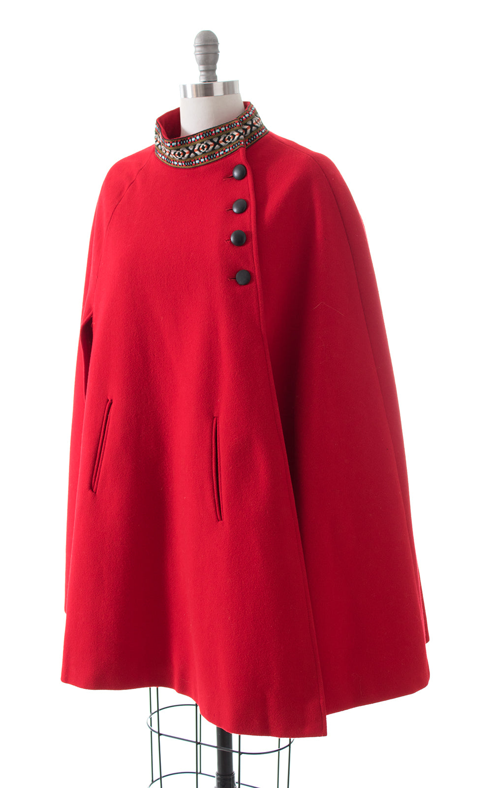 1970s Red Wool Cape