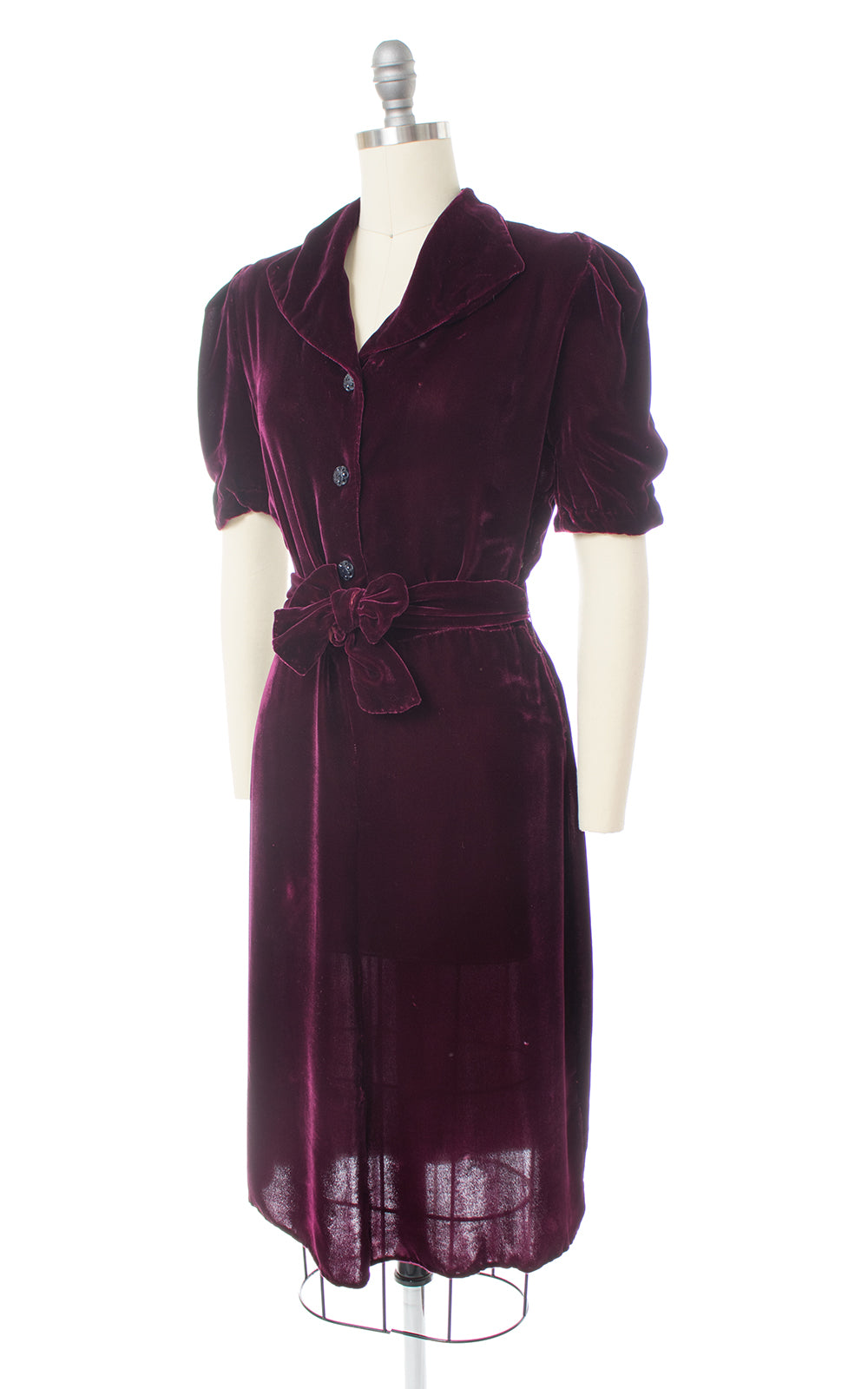 1930s Purple Silk Velvet Dress