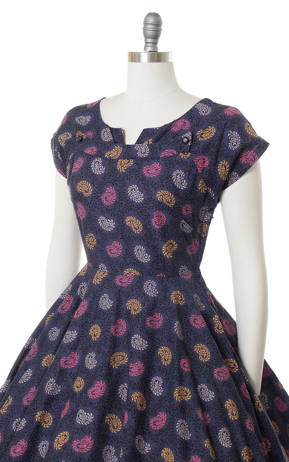 1950s Paisley Printed Cotton Dress