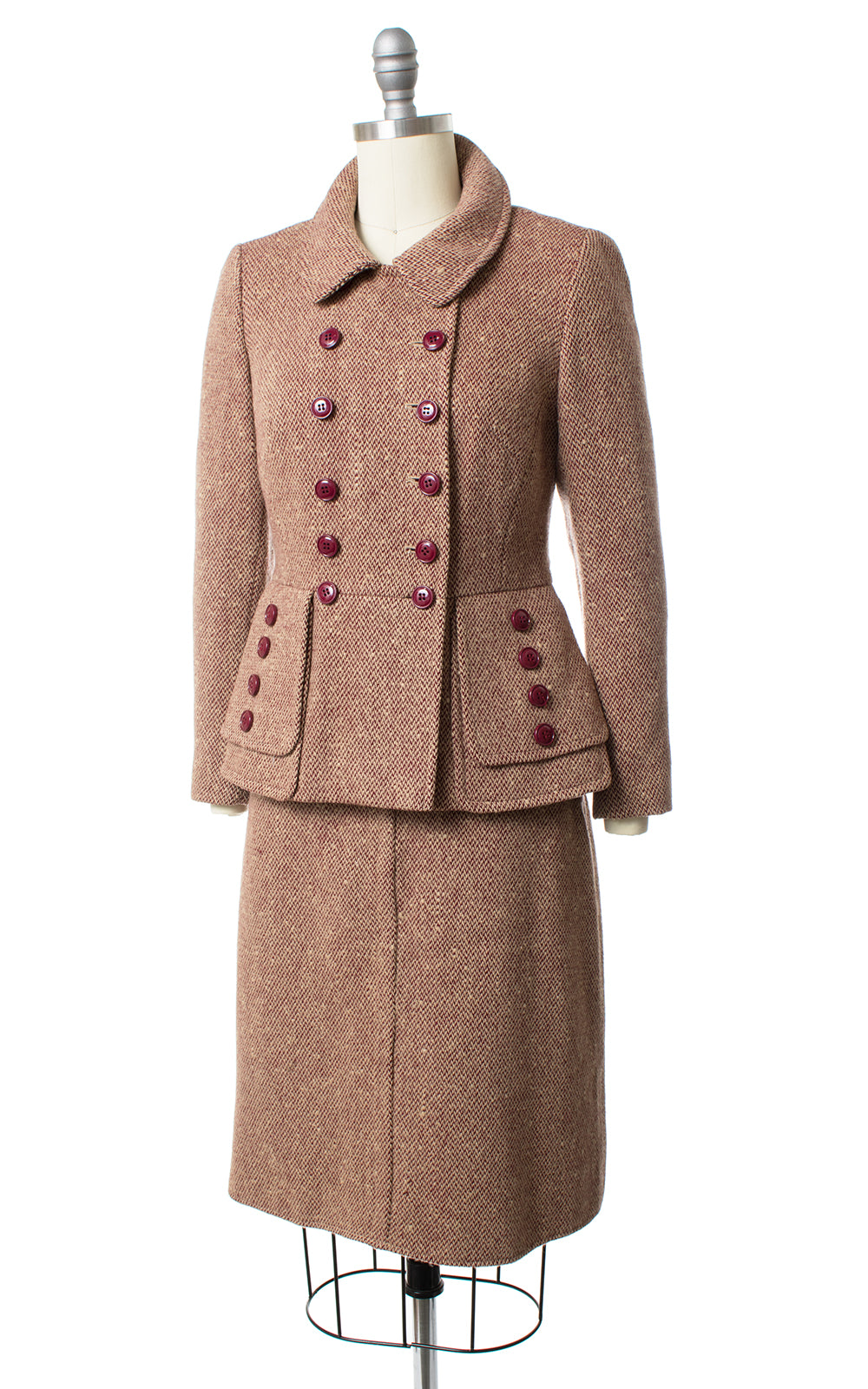 1940s Style Wool Tweed Skirt Suit small