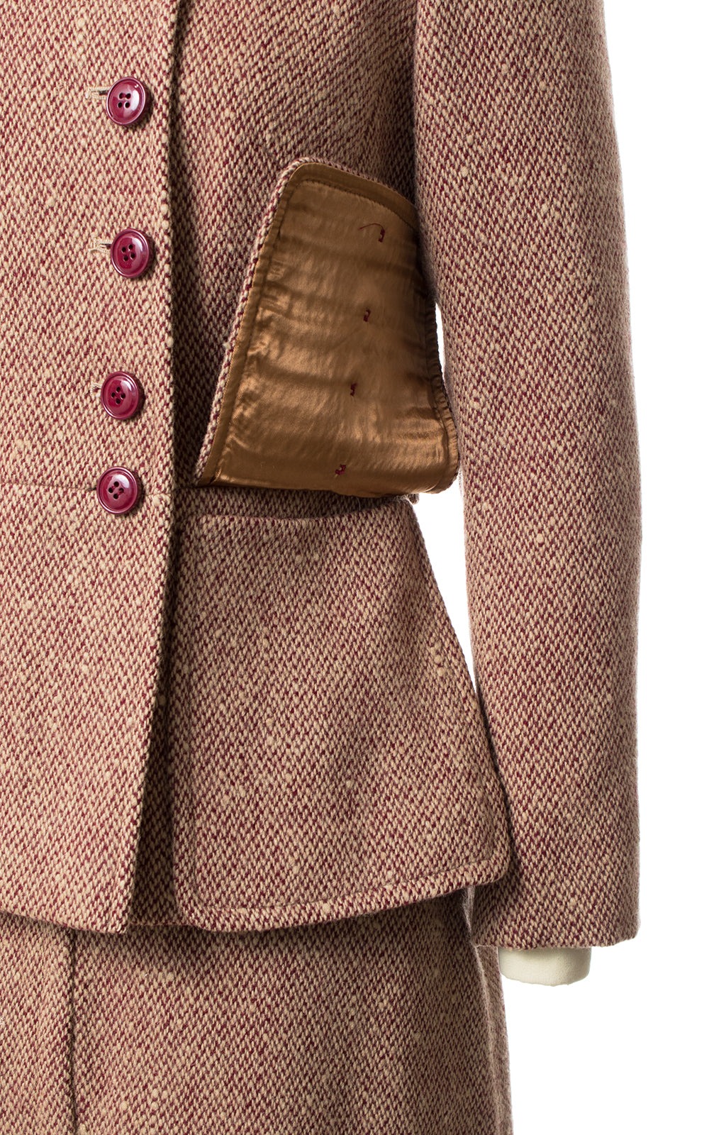 1970s does 1940s Burgundy Wool Blazer and Skirt Suit