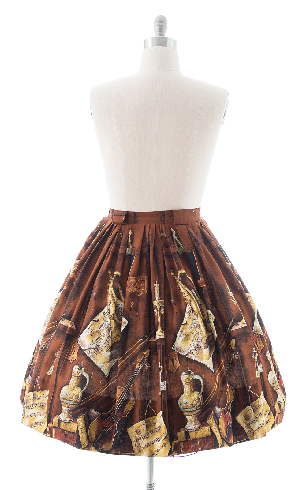 1950s Sheet Music & Instruments Novelty Print Skirt