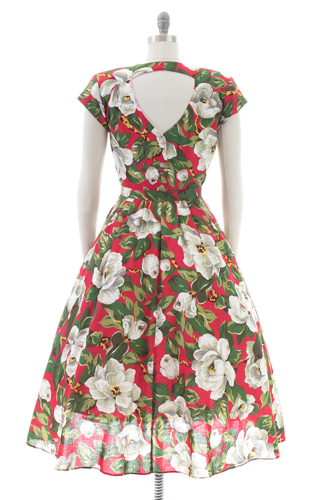 1980s Carol Anderson Magnolia Floral Cutout Shirtwaist Dress