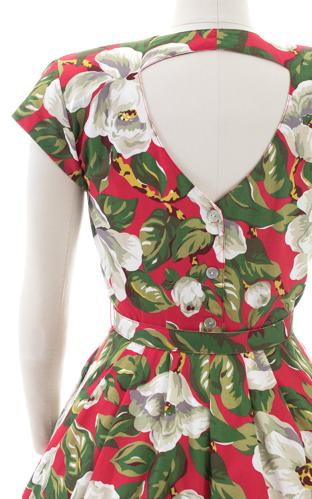 1980s Carol Anderson Magnolia Floral Cutout Shirtwaist Dress