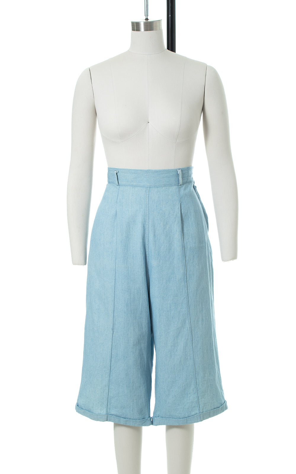 1950s Chambray Wide Leg Cropped Jeans
