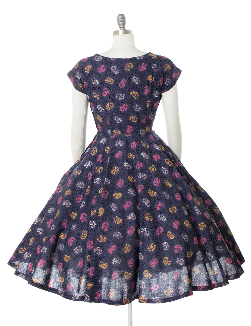 1950s Paisley Printed Cotton Dress