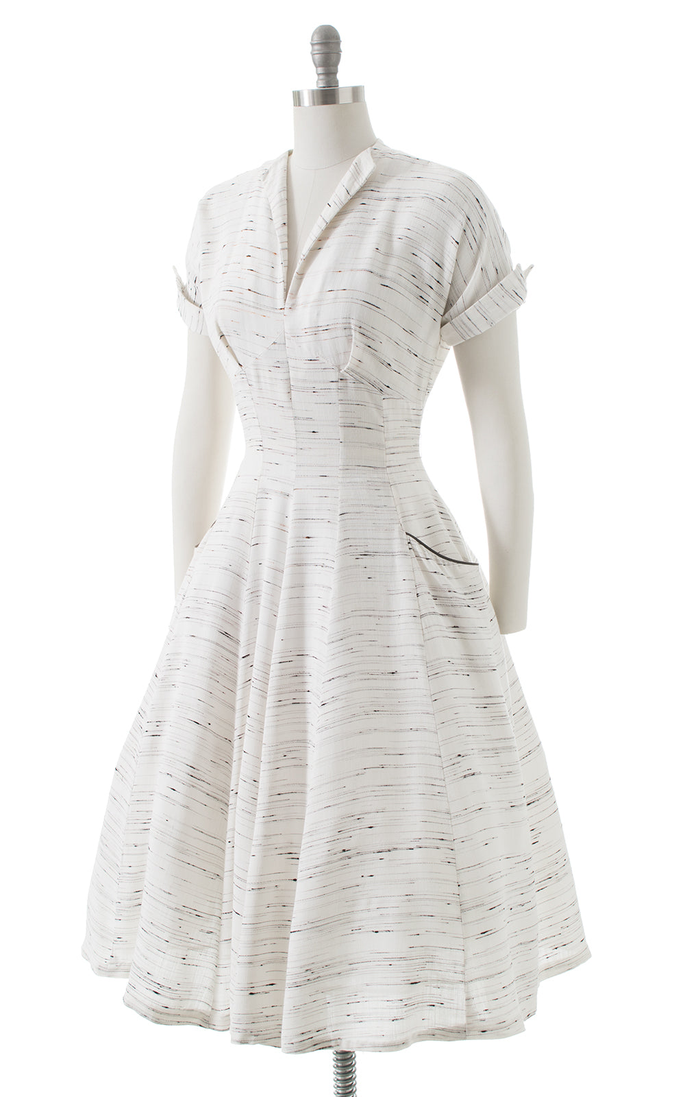 1950s Slubbed Linen Dress with Pockets