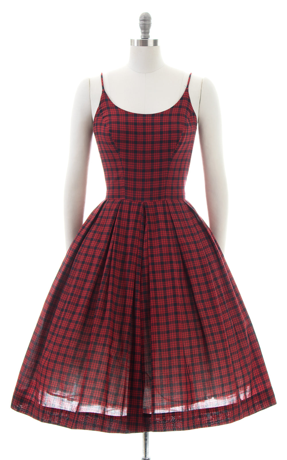 1950s Plaid Cotton Spaghetti Strap Sundress