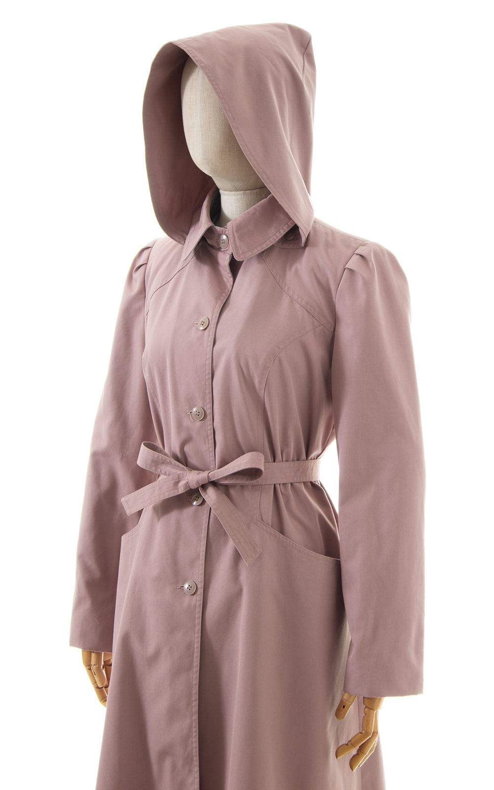 1980s Hooded Belted Princess Trench Coat