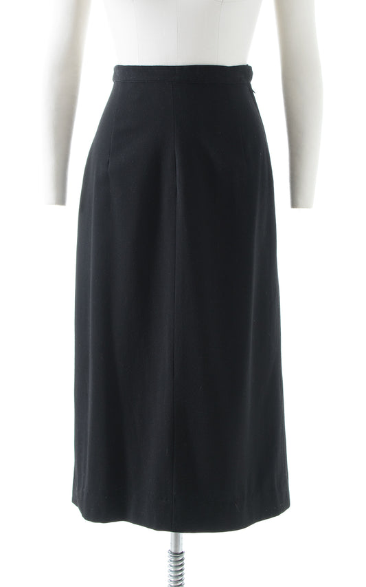 1950s Black Wool Midi Skirt