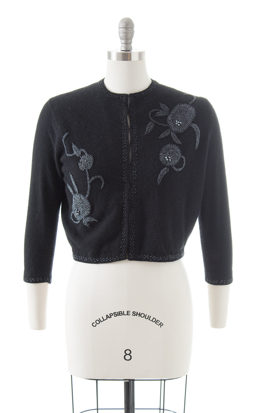 1950s Beaded Wool Cropped Cardigan