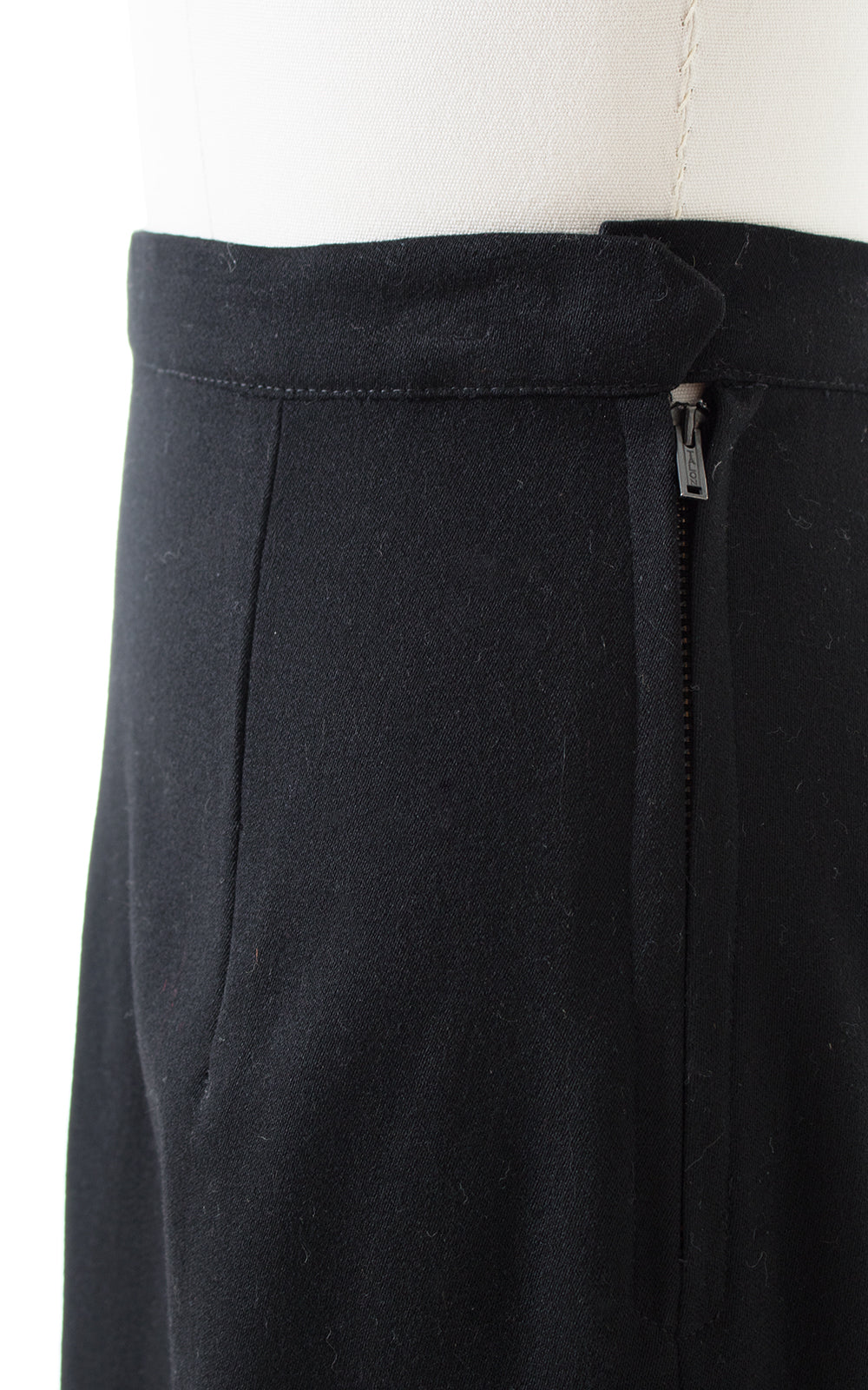 1950s Black Wool Midi Skirt