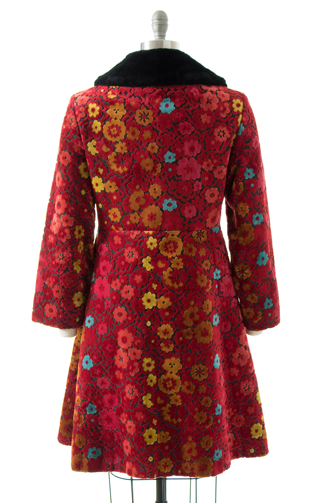 1970s Faux Fur & Floral Tapestry Princess Coat