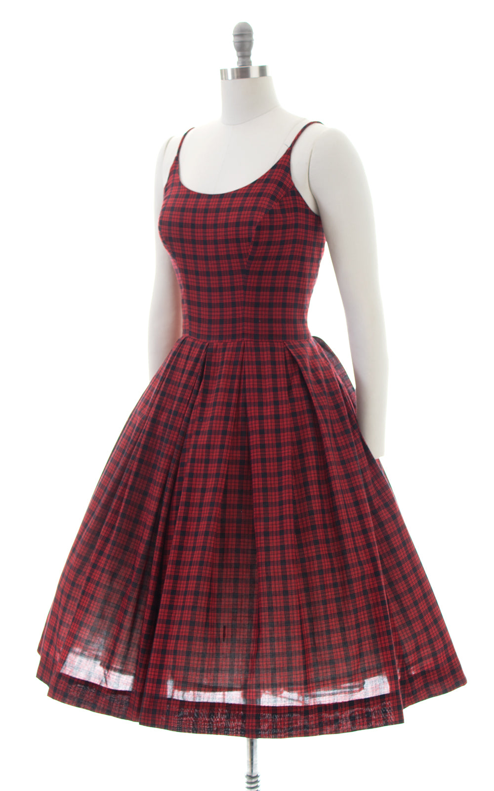 1950s Plaid Cotton Spaghetti Strap Sundress