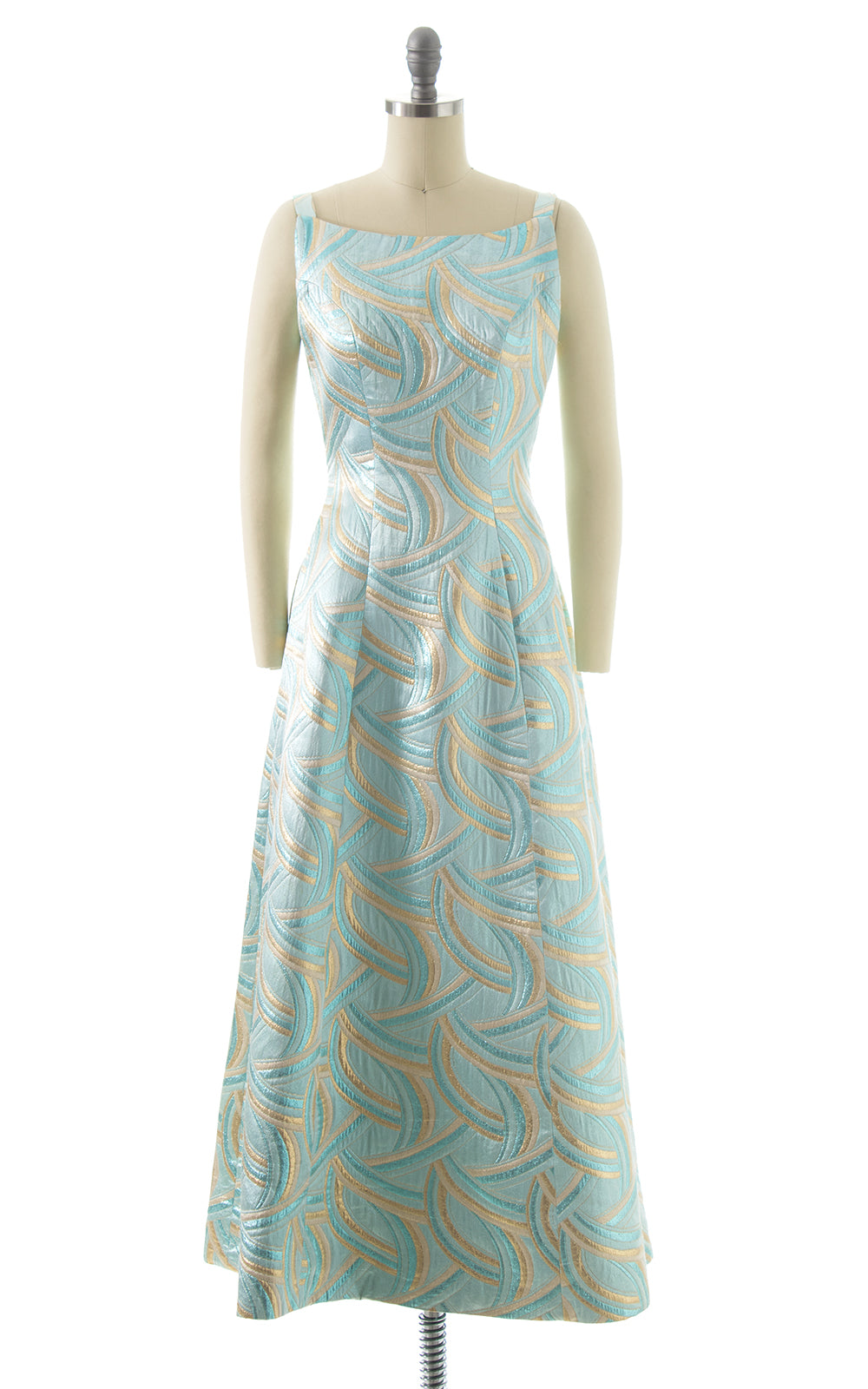 1960s Metallic Swirls Gown