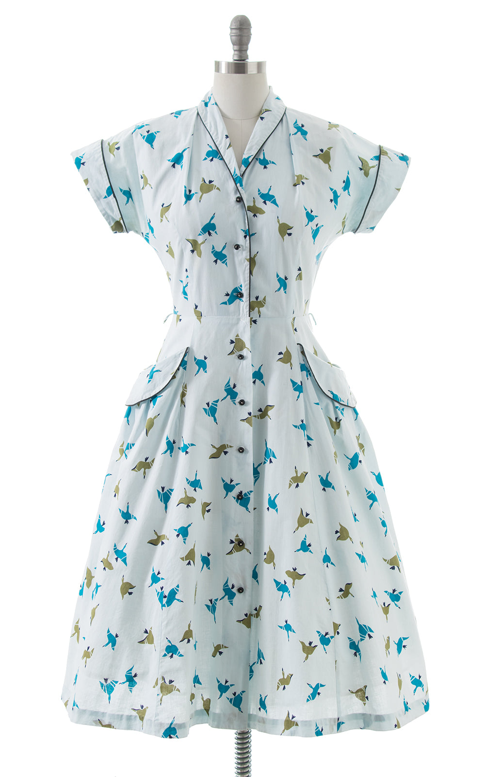 1950s Geese Novelty Print Shirtwaist Dress