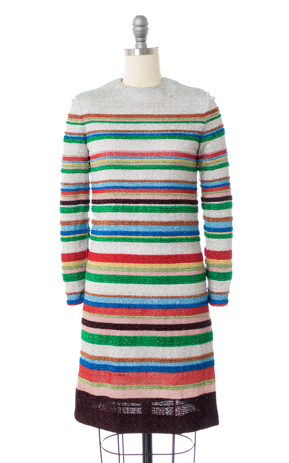 1960s Rainbow Striped Metallic Lurex Party Dress