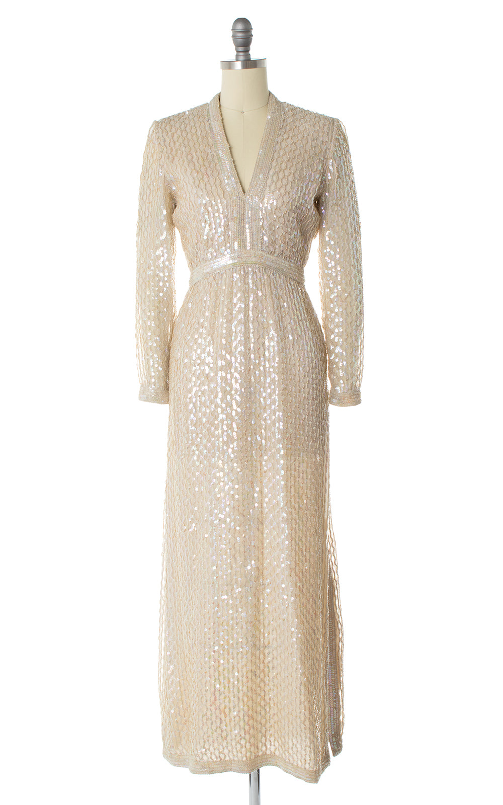1960s Fred Perlberg Sequin & Silk Chiffon Gown