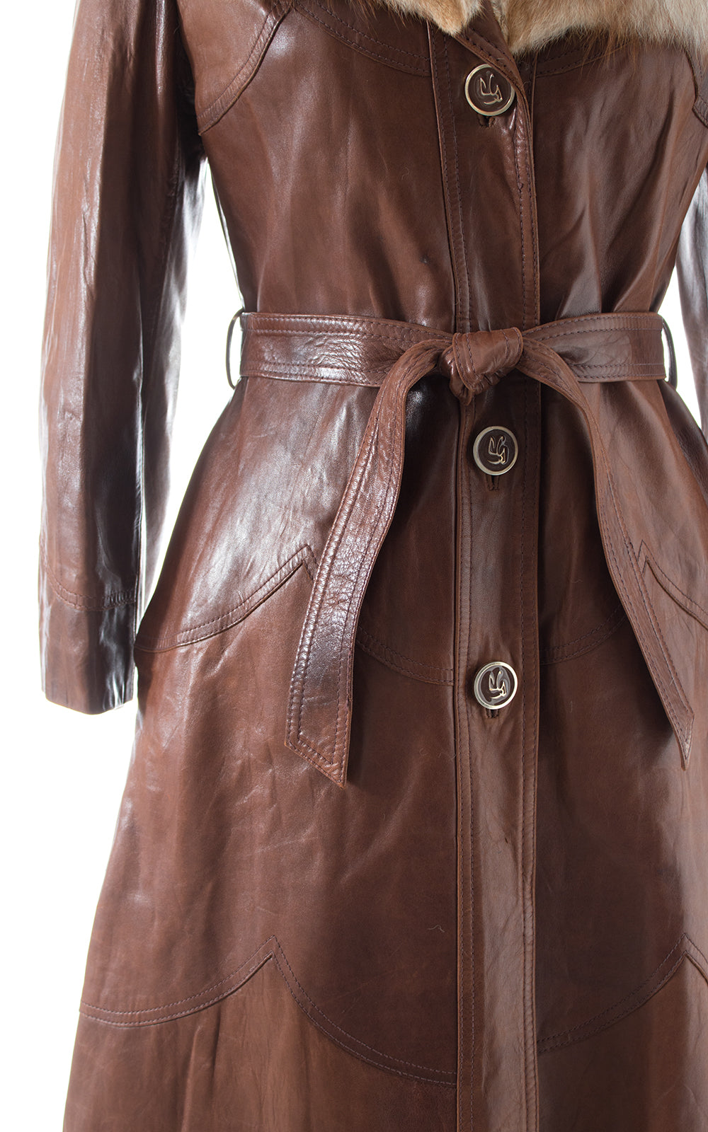 1970s Buttery Soft Leather + Fox Fur Princess Coat