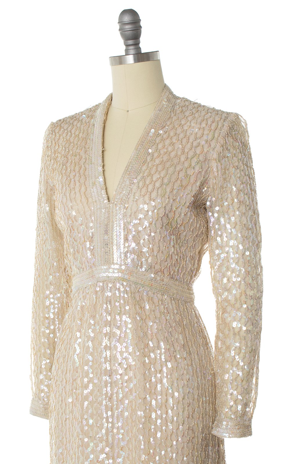 1960s Fred Perlberg Sequin & Silk Chiffon Gown