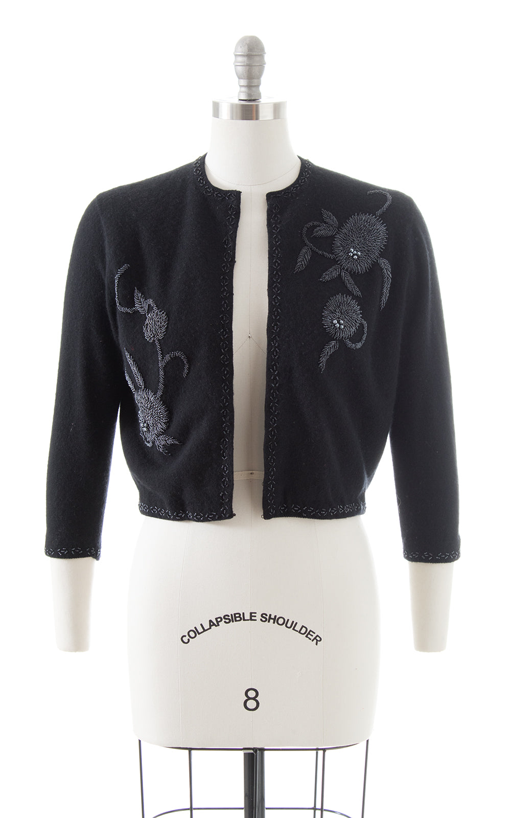 1950s Beaded Wool Cropped Cardigan
