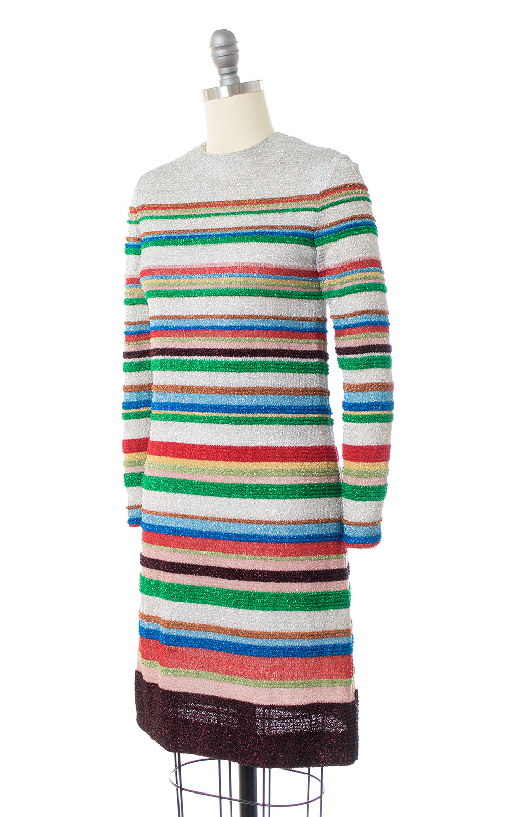 1960s Rainbow Striped Metallic Lurex Party Dress