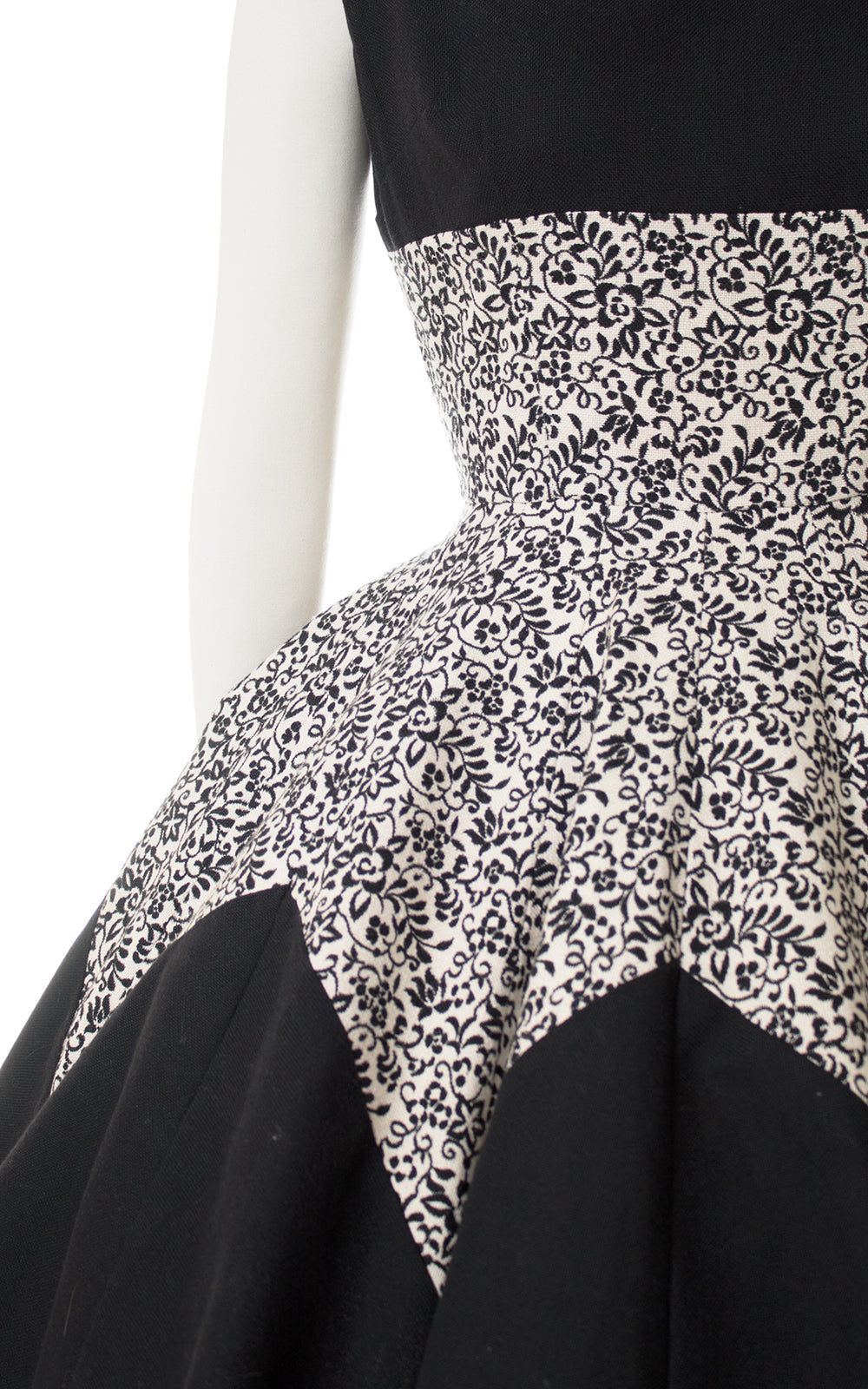 1950s Floral Zig Zag Circle Skirt Cotton Sundress