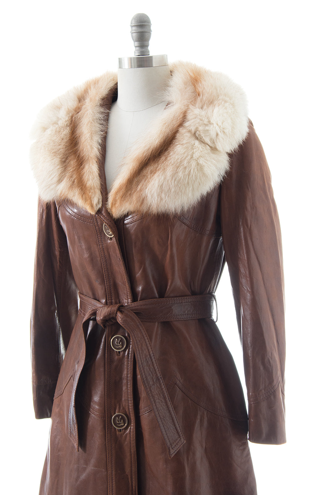 1970s Buttery Soft Leather + Fox Fur Princess Coat