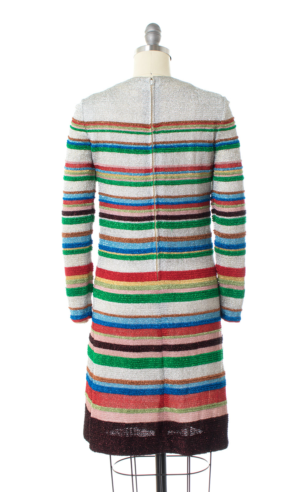 1960s Rainbow Striped Metallic Lurex Party Dress