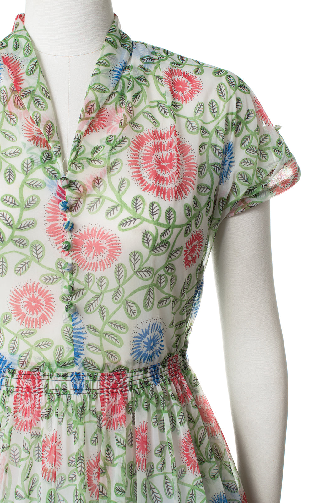 1950s Sheer Floral Dress