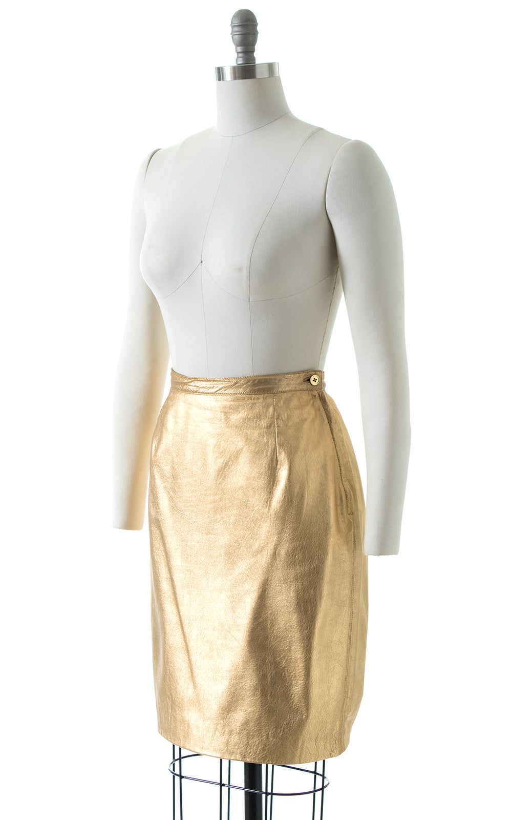 1980s Metallic Gold Leather Mini Skirt