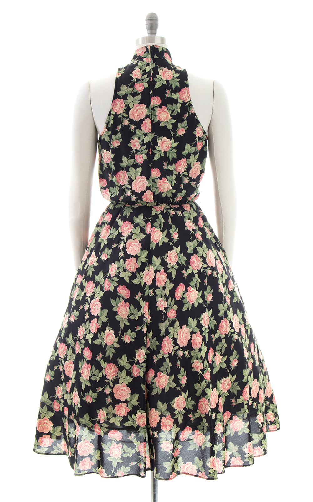 1980s Pink Rose Rayon Sundress with Pockets